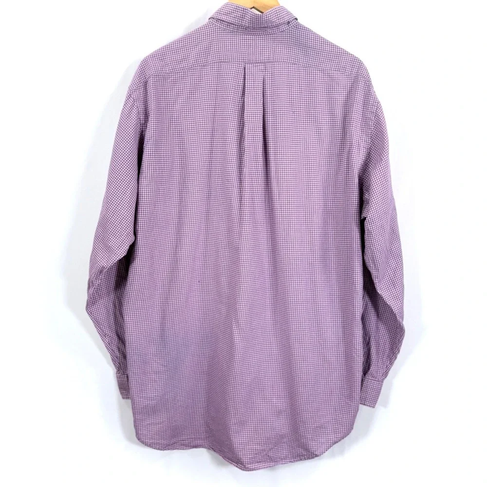 Ralph Lauren Yarmouth Shirt Purple White Micro Check Cotton 16.5‎ 34/35